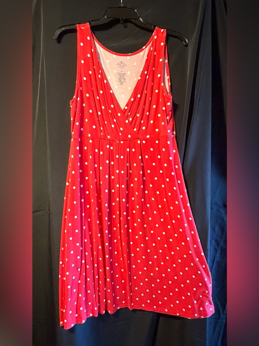 St. John's Bay Red and White Polka Dot Sleeveless Wrap Midi Dress